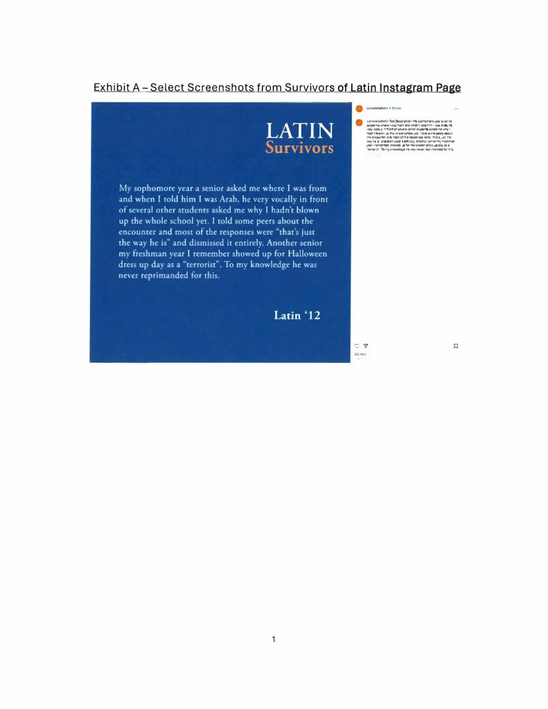 Misconduct, Breach, Fiduciary duty, Bullying, Cyberbullying, Discrimination , Harassment, Fiduciary duty, Lawsuit,Investigate potential breaches, Latin trustees and officers, Latin School of Chicago, Boies, Schiller, Flexner LLP, demand letter, Lawsuit, members, Board of Trustees, judiciary duty, ministrative misconduct, faulty misconduct, Violations state and federal laws, discrimination, Antisemitism, harassment, Physical assault, Bullying, cyberbullying, Gross mismanagement, malfeasance, Student safety, Suicide, Emotional harm, Physical harm, Randall Dunn - Head of School Latin School of Chicago, Kristine Von Ogden - Latin School of Chicago Upper School Director, David Koo - Latin School of Chicago trustee and board chair, Thomas Hagerman - Latin School of Chicago Head of School, Shelley Greenwood - Latin School of Chicago Assistant Head of School, Bridget C. Coughlin - Latin School of Chicago, board of trustee, president and CEO of Shedd Aquarium, Beth Goldberg - Heller Latin School of Chicago board of trustee, Bridget Hennessy - Latin School of Chicago Dean of Students, Carrie Parr - Latin School of Chicago trustee and vice chair, Christopher Keogh - Latin School of Chicago trustee, Collen Batcheler - Latin School of Chicago trustee, Dara Milner - Latin School of Chicago trustee and board chair, Edward Benford - Latin School of Chicago trustee, Darren Snyder - Latin School of Chicago trustee and treasurer, David Williams - Latin School of Chicago trustee and secretary, Michael Szczepanek - Chief Financial Officer at Latin School of Chicago, Deb Sampey - Latin School of Chicago Middle School Director, Denise Fogus Gibson - Latin School of Chicago trustee, Diane Saltoun - Latin School of Chicago trustee, Dontrey Britt-Hart - Latin School of Chicago trustee, Elizabeth Mihas - Latin School of Chicago trustee, Georgy Ann Peluchiwiski Latin School of Chicago trustee and board chair, Jeff Sharp - Latin School of Chicago trustee and board chair, Robert Chapman - Latin School of Chicago trustee and board chair, Timothy Hurd - Latin School of Chicago trustee, Tanya Polsky - Latin School of Chicago trustee, Val Vlahos - Latin School of Chicago trustee, Valerie Wiley - Latin School of Chicago trustee. Vince Cozzi - Latin School of Chicago trustee and board chair, Walter Pryor - Latin School of Chicago trustee, Traveres “Tray” White - Latin School of Chicago Middle School Division Director, Tim Cronister - Latin School of Chicago Director of Student Life, Susan Bolon - Latin School of Chicago Director of Human Resources, Scott Kaniewski - Latin School of Chicago trustee, Sarah Norris - Latin School of Chicago trustee, Ryan Harris - Latin School of Chicago trustee, Ryan Allen - Latin School of Chicago Assistant Head of School, Ronald Seymore - Latin School of Chicago trustee, Rafael Santana - Latin School of Chicago trustee, Peter Jackson - Latin School of Chicago trustee, Paul Furlow - Latin School of Chicago trustee, Olumide Ajiginni - Latin School of Chicago trustee, Nils Larsen - Latin School of Chicago trustee, Nicole Mann - Latin School of Chicago trustee, Nick Baer - Latin School of Chicago Upper School Director, Nancy Dwyer - Latin School of Chicago trustee, Meredith Bluhm-Wolf - Latin School of Chicago trustee, Maury Tognarelli - Latin School of Chicago trustee, Lina Wei - Latin School of Chicago trustee, Jyoti Patel - Latin School of Chicago trustee, Jonathan Berger - Latin School of Chicago trustee, Jennifer Prewitt - Latin School of Chicago trustee, Jennifer Peeples - Latin School of Chicago trustee, Jennifer Cizner - Latin School of Chicago trustee, Gurpreet Singh - Latin School of Chicago trustee, Erin Amico Wegscheide - Latin School of Chicago trustee, Elizabeth Betten - Latin School of Chicago trustee