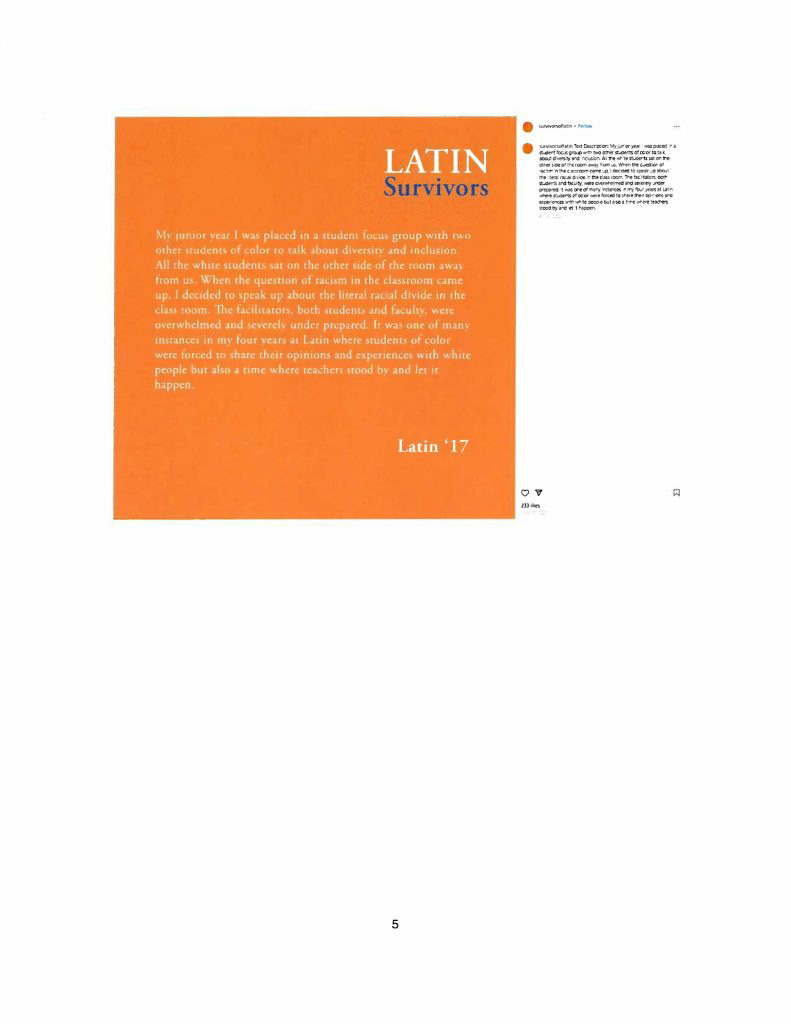 Misconduct, Breach, Fiduciary duty, Bullying, Cyberbullying, Discrimination , Harassment, Fiduciary duty, Lawsuit,Investigate potential breaches, Latin trustees and officers, Latin School of Chicago, Boies, Schiller, Flexner LLP, demand letter, Lawsuit, members, Board of Trustees, judiciary duty, ministrative misconduct, faulty misconduct, Violations state and federal laws, discrimination, Antisemitism, harassment, Physical assault, Bullying, cyberbullying, Gross mismanagement, malfeasance, Student safety, Suicide, Emotional harm, Physical harm, Randall Dunn - Head of School Latin School of Chicago, Kristine Von Ogden - Latin School of Chicago Upper School Director, David Koo - Latin School of Chicago trustee and board chair, Thomas Hagerman - Latin School of Chicago Head of School, Shelley Greenwood - Latin School of Chicago Assistant Head of School, Bridget C. Coughlin - Latin School of Chicago, board of trustee, president and CEO of Shedd Aquarium, Beth Goldberg - Heller Latin School of Chicago board of trustee, Bridget Hennessy - Latin School of Chicago Dean of Students, Carrie Parr - Latin School of Chicago trustee and vice chair, Christopher Keogh - Latin School of Chicago trustee, Collen Batcheler - Latin School of Chicago trustee, Dara Milner - Latin School of Chicago trustee and board chair, Edward Benford - Latin School of Chicago trustee, Darren Snyder - Latin School of Chicago trustee and treasurer, David Williams - Latin School of Chicago trustee and secretary, Michael Szczepanek - Chief Financial Officer at Latin School of Chicago, Deb Sampey - Latin School of Chicago Middle School Director, Denise Fogus Gibson - Latin School of Chicago trustee, Diane Saltoun - Latin School of Chicago trustee, Dontrey Britt-Hart - Latin School of Chicago trustee, Elizabeth Mihas - Latin School of Chicago trustee, Georgy Ann Peluchiwiski Latin School of Chicago trustee and board chair, Jeff Sharp - Latin School of Chicago trustee and board chair, Robert Chapman - Latin School of Chicago trustee and board chair, Timothy Hurd - Latin School of Chicago trustee, Tanya Polsky - Latin School of Chicago trustee, Val Vlahos - Latin School of Chicago trustee, Valerie Wiley - Latin School of Chicago trustee. Vince Cozzi - Latin School of Chicago trustee and board chair, Walter Pryor - Latin School of Chicago trustee, Traveres “Tray” White - Latin School of Chicago Middle School Division Director, Tim Cronister - Latin School of Chicago Director of Student Life, Susan Bolon - Latin School of Chicago Director of Human Resources, Scott Kaniewski - Latin School of Chicago trustee, Sarah Norris - Latin School of Chicago trustee, Ryan Harris - Latin School of Chicago trustee, Ryan Allen - Latin School of Chicago Assistant Head of School, Ronald Seymore - Latin School of Chicago trustee, Rafael Santana - Latin School of Chicago trustee, Peter Jackson - Latin School of Chicago trustee, Paul Furlow - Latin School of Chicago trustee, Olumide Ajiginni - Latin School of Chicago trustee, Nils Larsen - Latin School of Chicago trustee, Nicole Mann - Latin School of Chicago trustee, Nick Baer - Latin School of Chicago Upper School Director, Nancy Dwyer - Latin School of Chicago trustee, Meredith Bluhm-Wolf - Latin School of Chicago trustee, Maury Tognarelli - Latin School of Chicago trustee, Lina Wei - Latin School of Chicago trustee, Jyoti Patel - Latin School of Chicago trustee, Jonathan Berger - Latin School of Chicago trustee, Jennifer Prewitt - Latin School of Chicago trustee, Jennifer Peeples - Latin School of Chicago trustee, Jennifer Cizner - Latin School of Chicago trustee, Gurpreet Singh - Latin School of Chicago trustee, Erin Amico Wegscheide - Latin School of Chicago trustee, Elizabeth Betten - Latin School of Chicago trustee